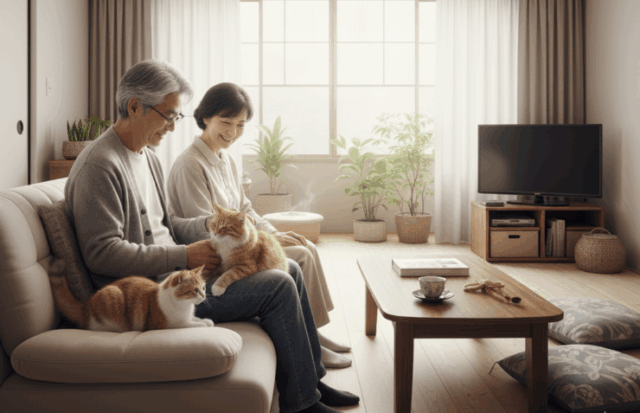 猫と飼い主が共生してくつろげる部屋