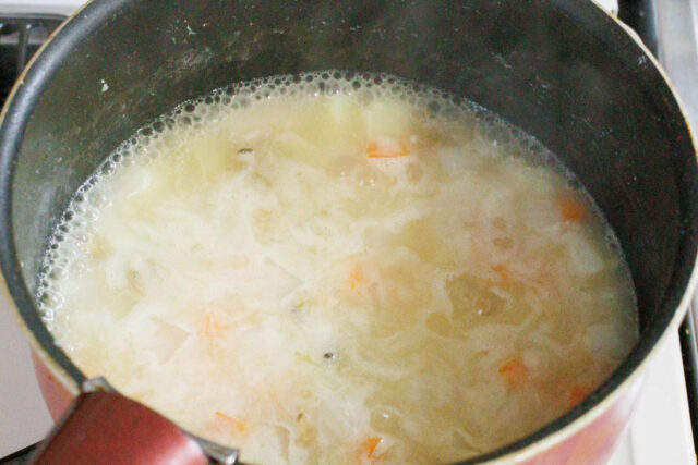 あさり缶で作る豆乳クラムチャウダーのレシピ